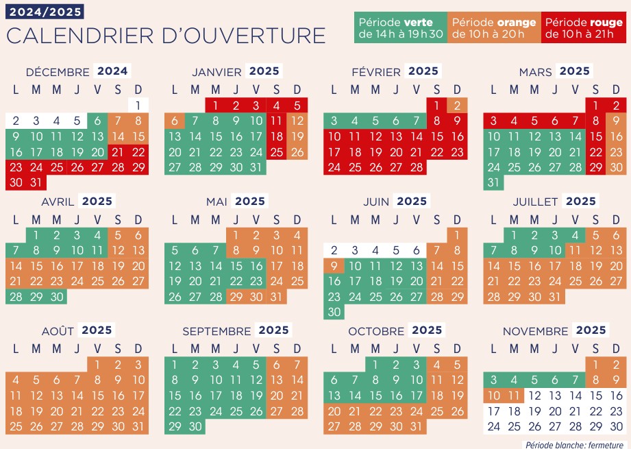 horaires ouverture balnéa 2025