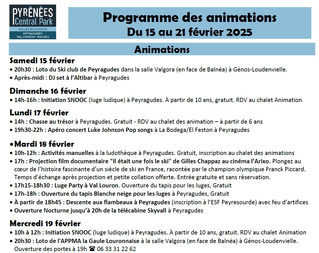 animation loudenvielle hiver